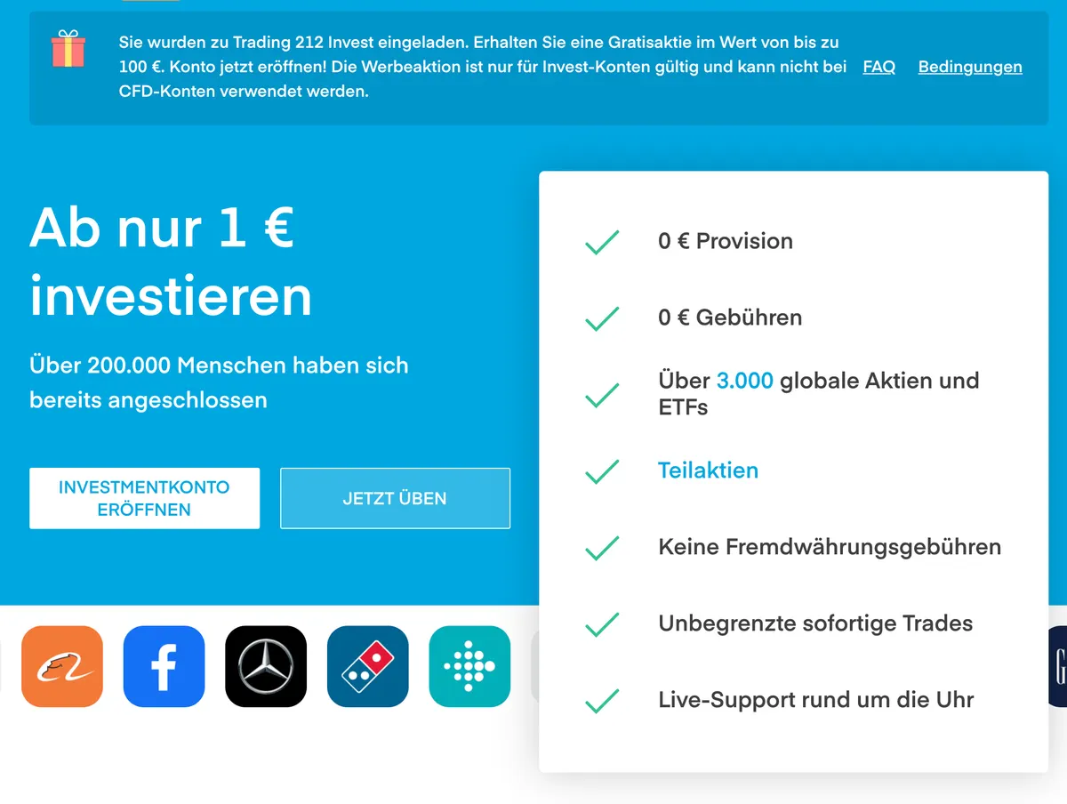 Gratis Aktie von trading212